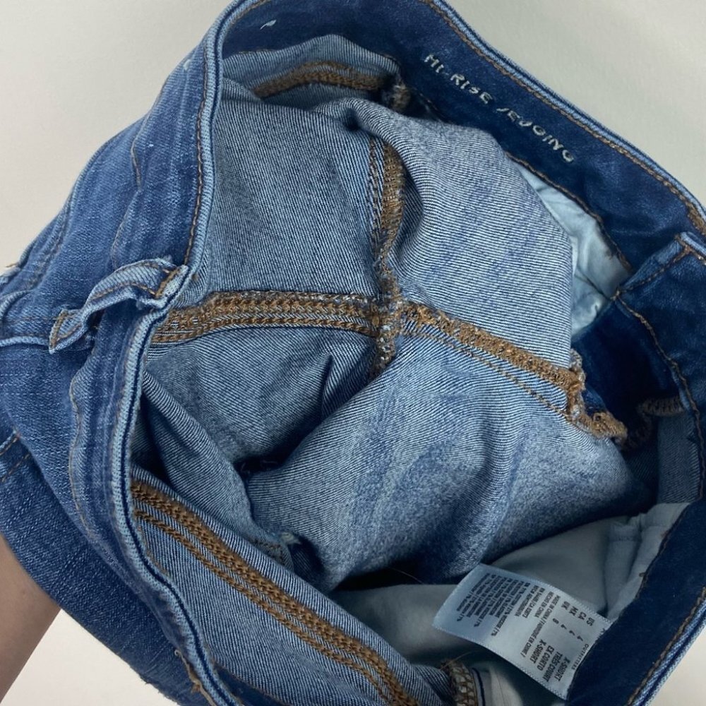American Eagle Hi-Rise Distressed Jeggings Size 4 X-Short Stretch Denim Jean - Picture 12 of 12